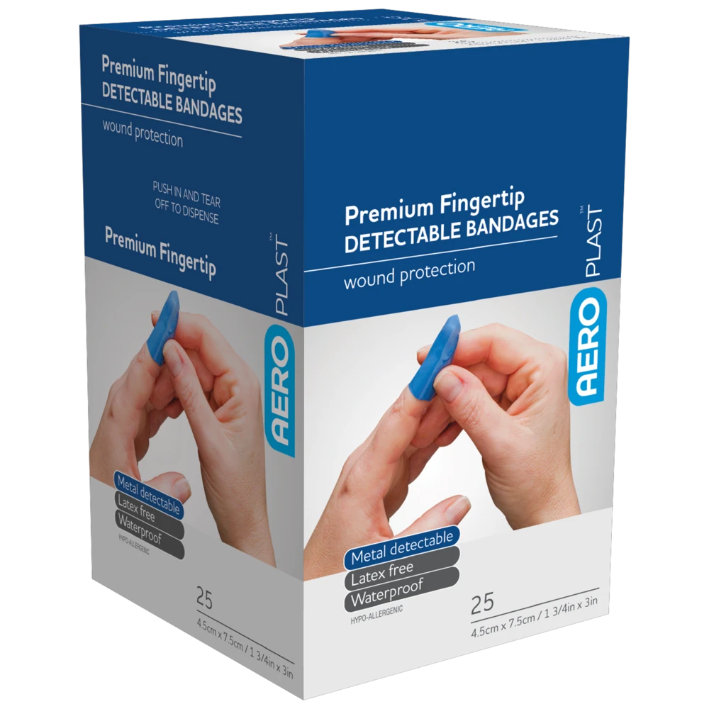 AEROPLAST Premium Detectable Fingertip Dressing 7.5 x 4.5cm Box/25