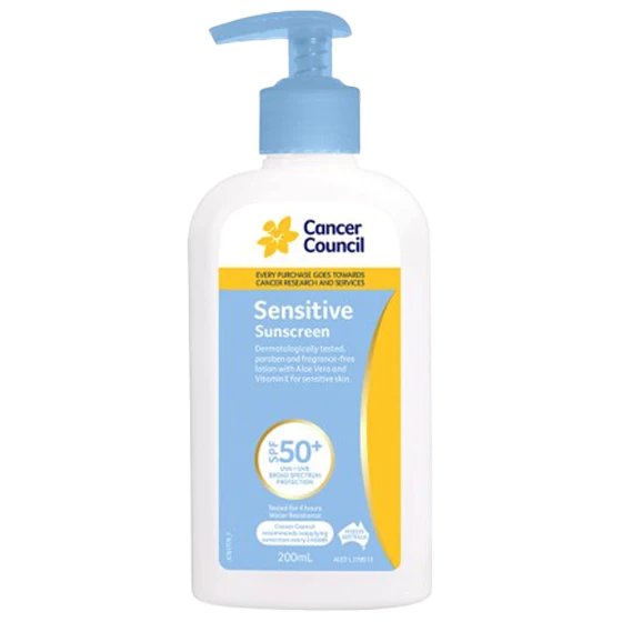 CANCER COUNCIL SPF50+ Sensitive Sunscreen Pump 200mL