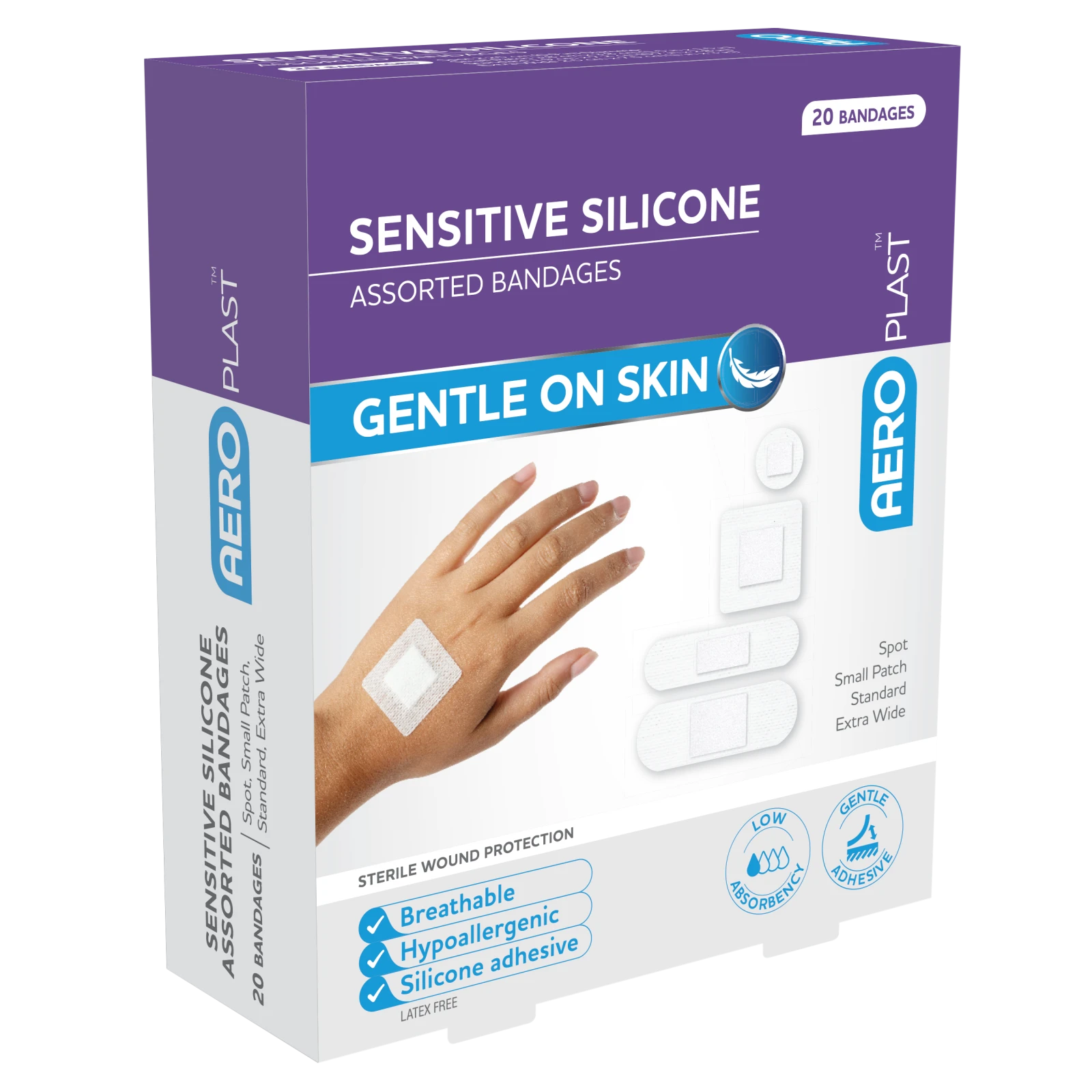AEROPLAST Sensitive Silicone Assorted Dressings/20