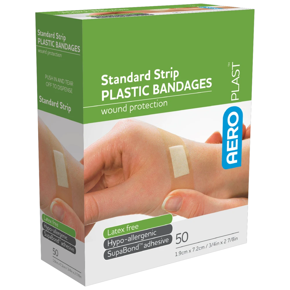 AEROPLAST Plastic Standard Strip 7.2 x 1.9cm Box/50