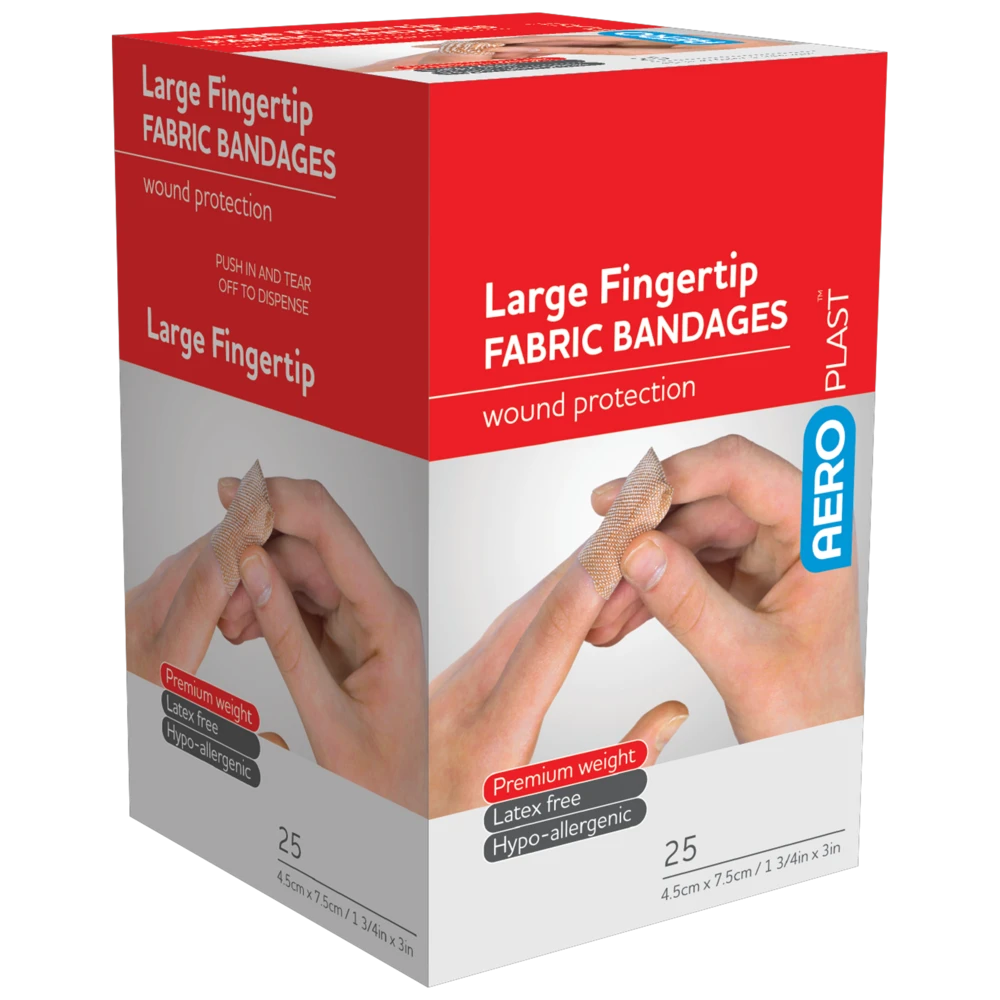 AEROPLAST Premium Fabric Large Fingertip 7.5 x 4.5cm Box/25