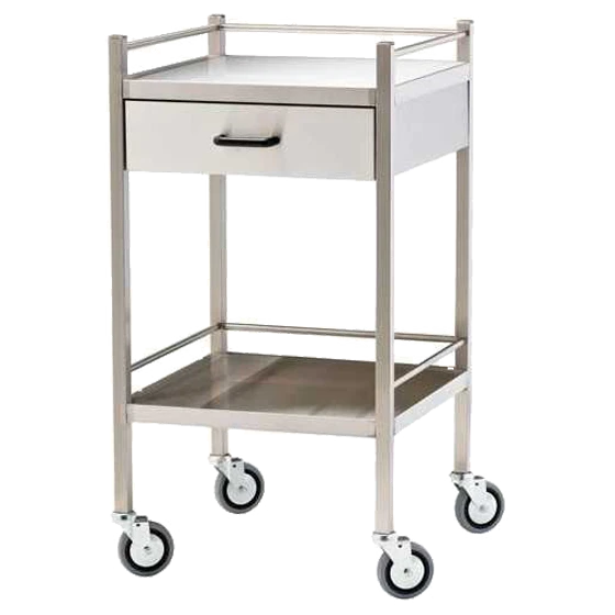 Medium Stainless Steel Trolley with Drawer 60 x 50 x 97cm