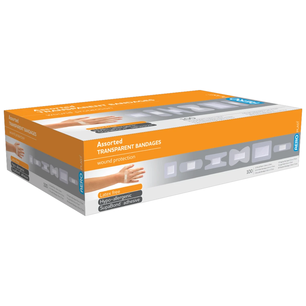 AEROPLAST Transparent Assorted Dressings Box/100