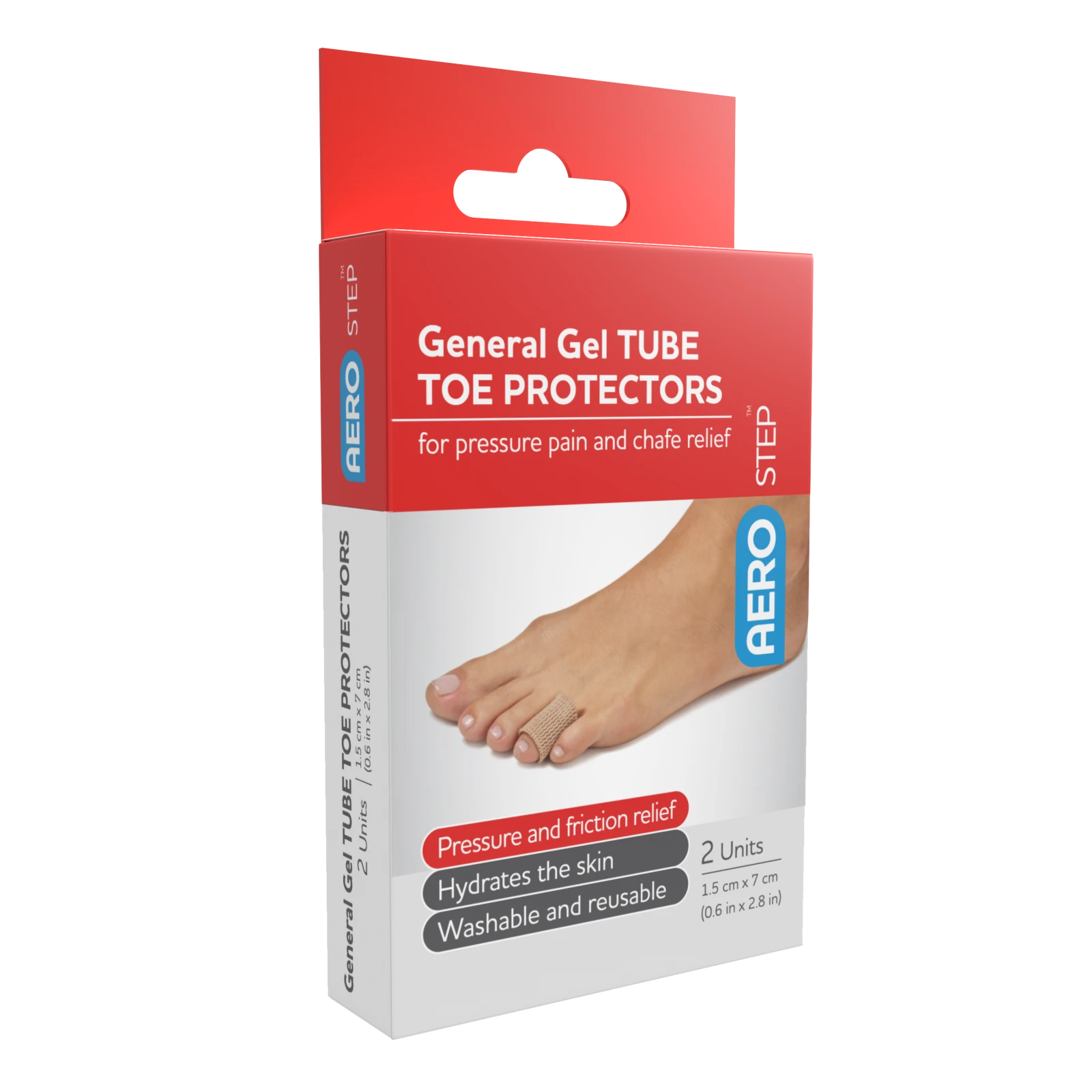 AEROSTEP Elastic Fabric Gel Toe Tube 1.5 x 7cm box/2 Box/2