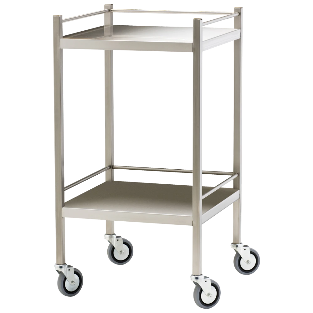 Small Stainless Steel Trolley with Rails 50 x 50 x 97cm