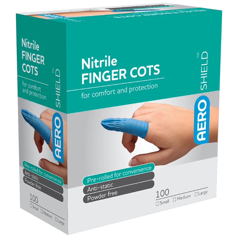 AEROSHIELD Large Nitrile Finger Cots Box/100
