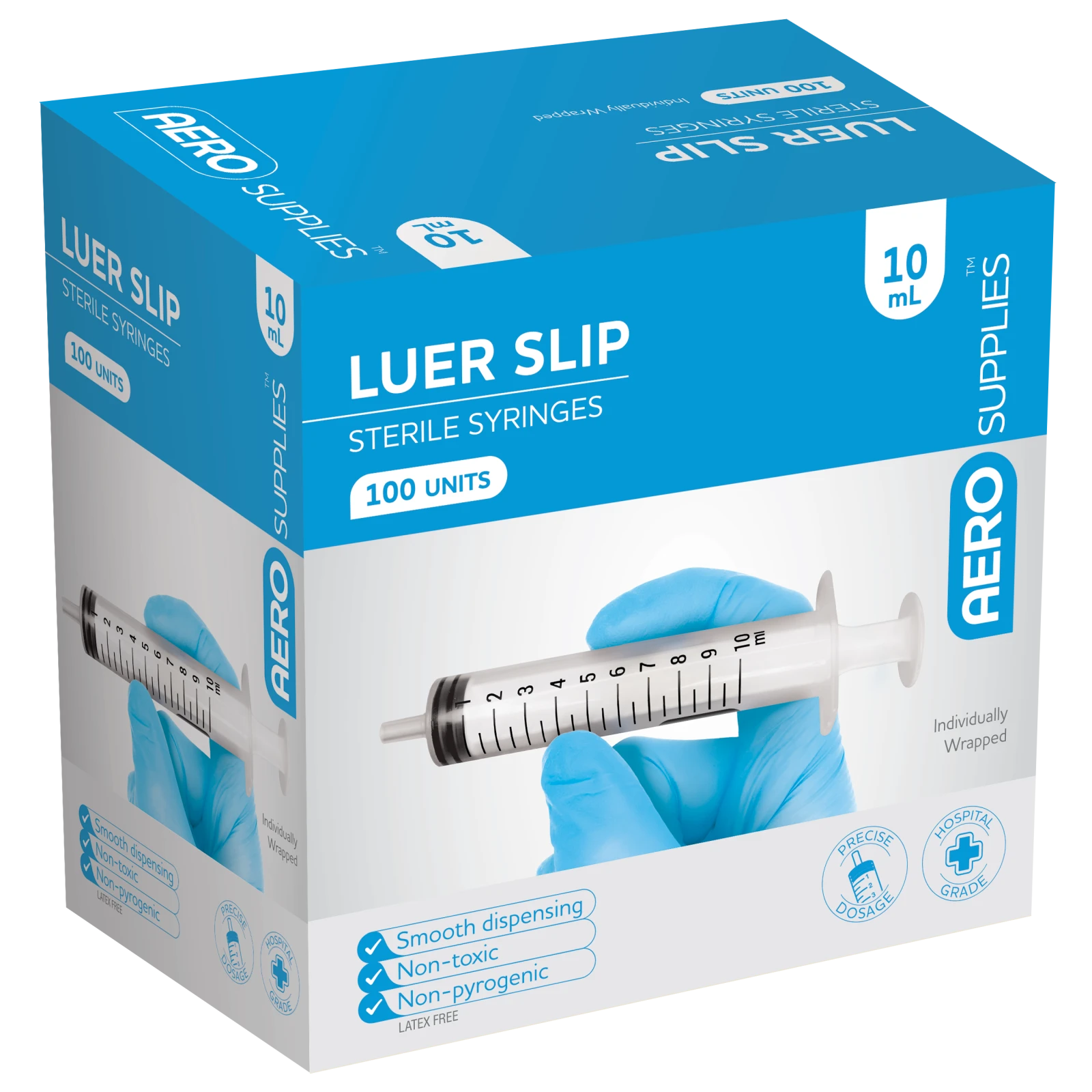 AEROSUPPLIES LuerSlip Syringe 10mL/100