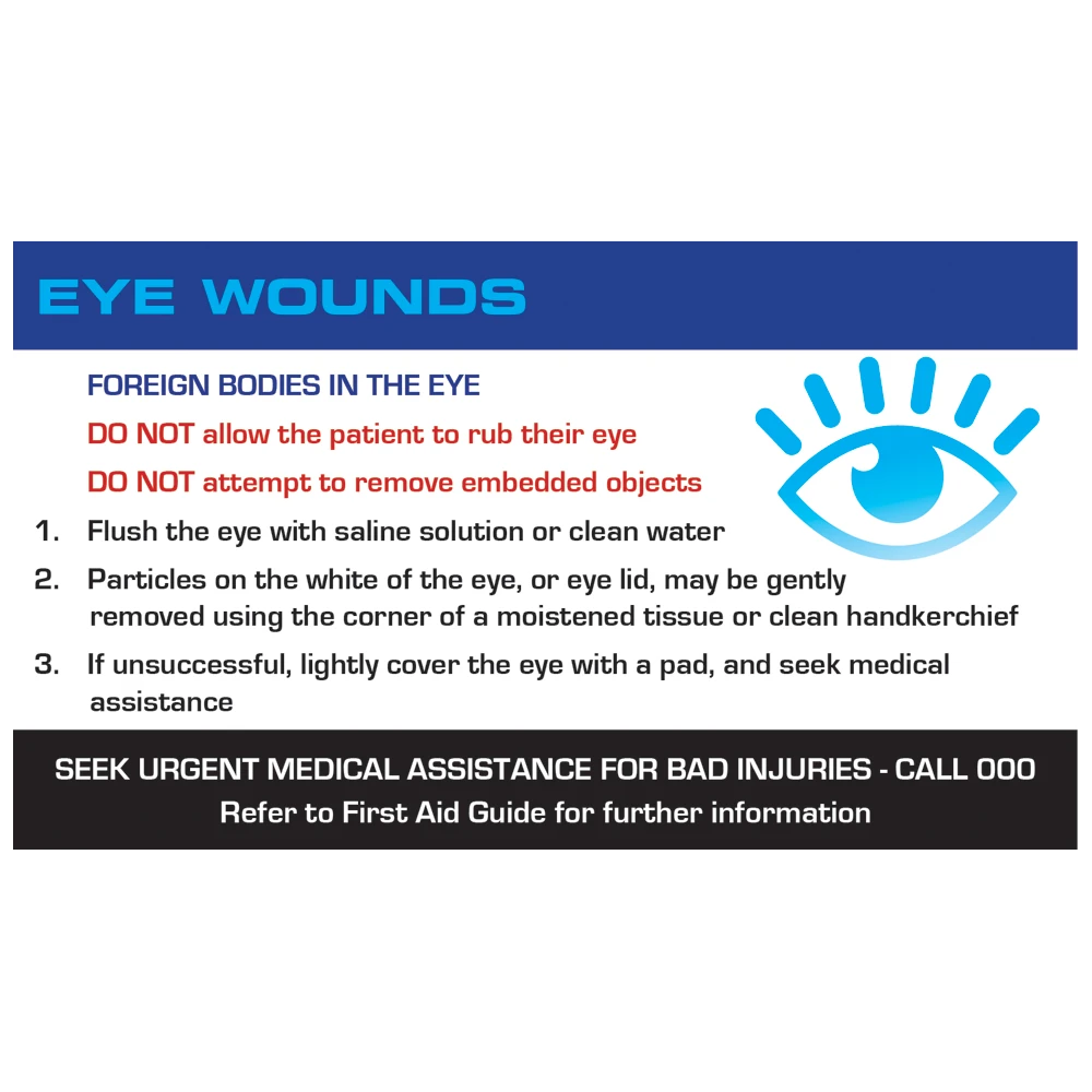 AEROGUIDE Eye Wound First Aid Card