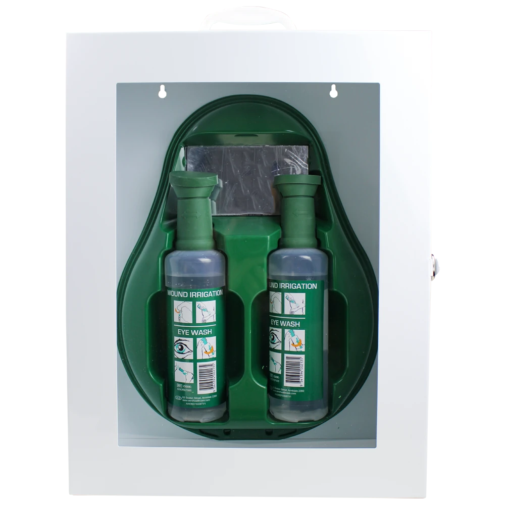 AEROWASH Drop Eyewash Station in Metal Cabinet with Perspex Front
