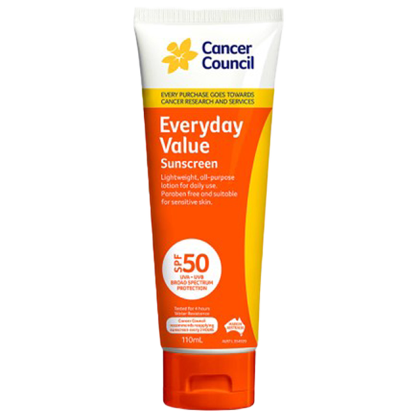 CANCER COUNCIL SPF50 Everyday Value Sunscreen Tube 110mL (GST Free)